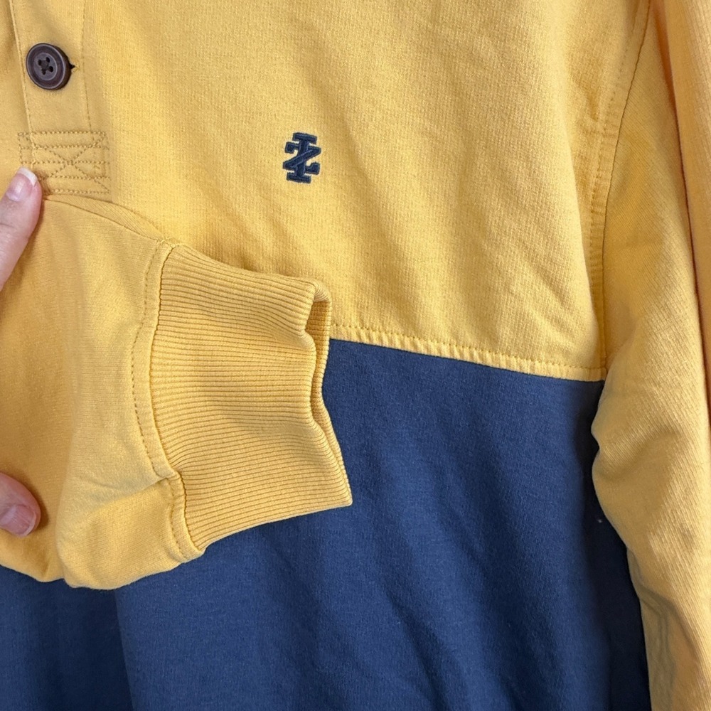 Izod Saltwater Mens Colorblock Yellow Navy 45FK112700 Large - Picture 5 of 8